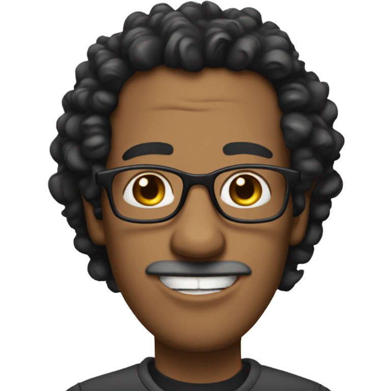 goofy ahh guy with black curly hair and glasses emoji