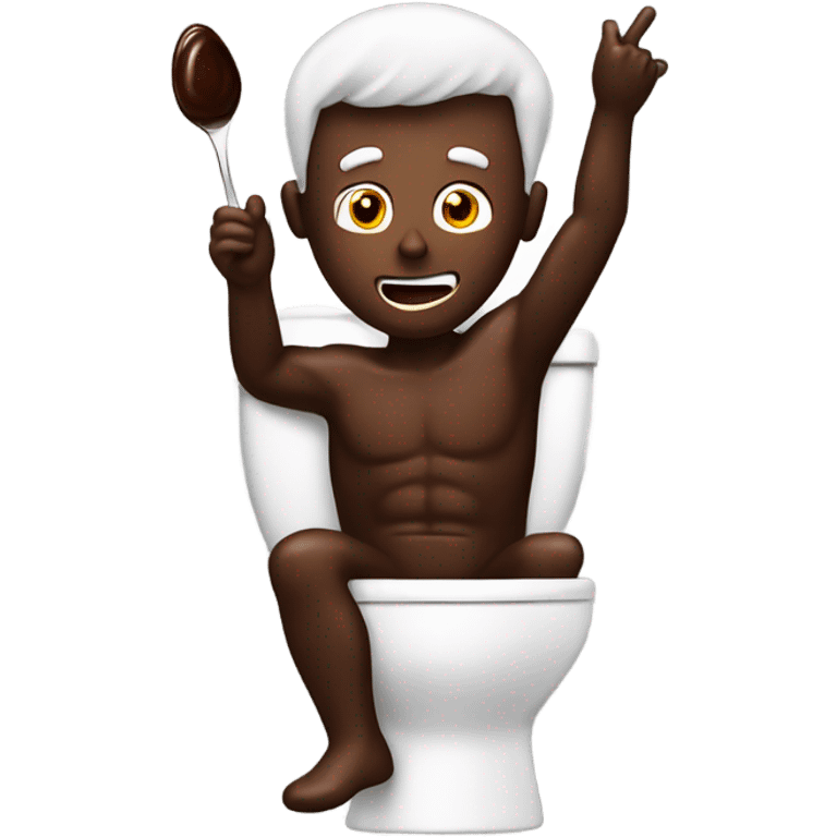 Man on toilet being rocketed up with chocolate sauce emoji