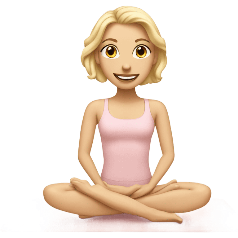 A blonde white Pilates girl in light pink clothes with beige fitness mat emoji