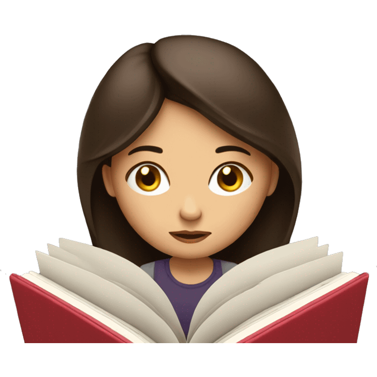 Tired brunette girl reading a book.  emoji