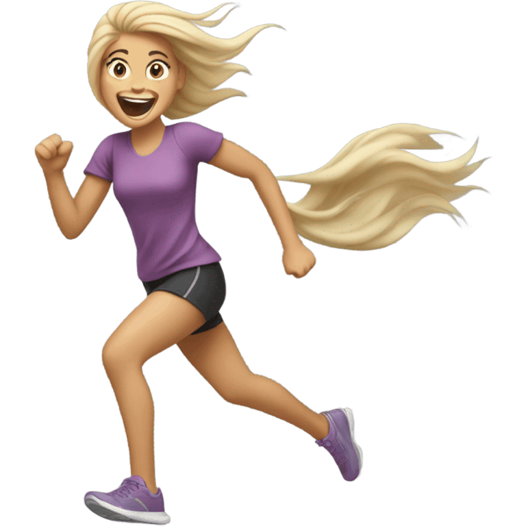 Blonde girl running  emoji