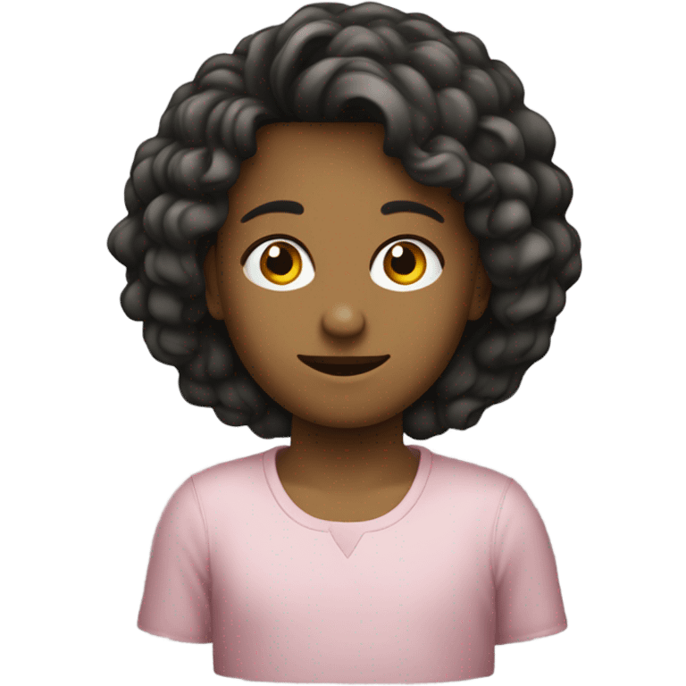 Haz un emoji de dos primas una mayor con pelo oscuro y rizado y la otra pequeña con el pelo más claro y liso emoji