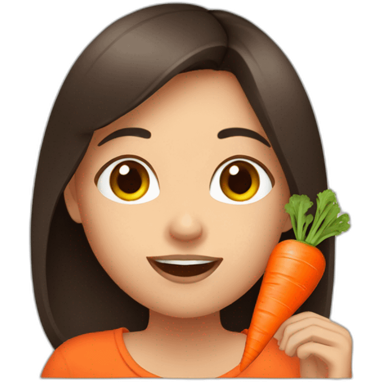 brunet girl eat carrot emoji