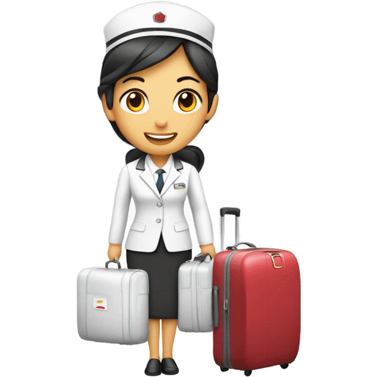 asian FLIGHT ATTENDANT WITH A LUGGAGE emoji