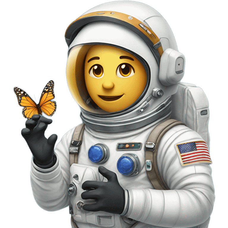 White astronaut holding a beautiful butterfly emoji