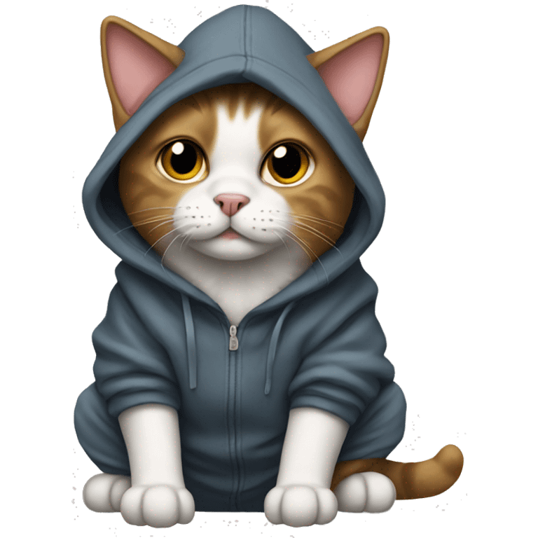 Cat with a hoodie sitting on top of a dog emoji