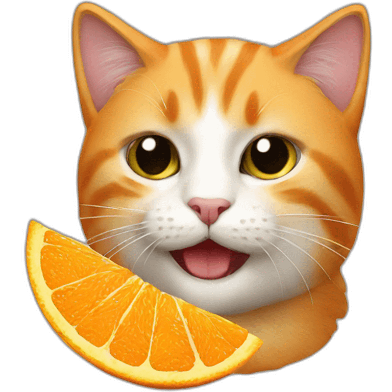 A cat eating orange emoji