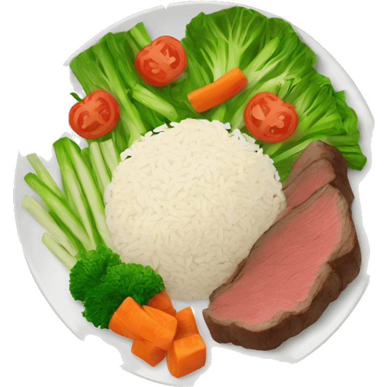 beef and rice vegetable plate emoji