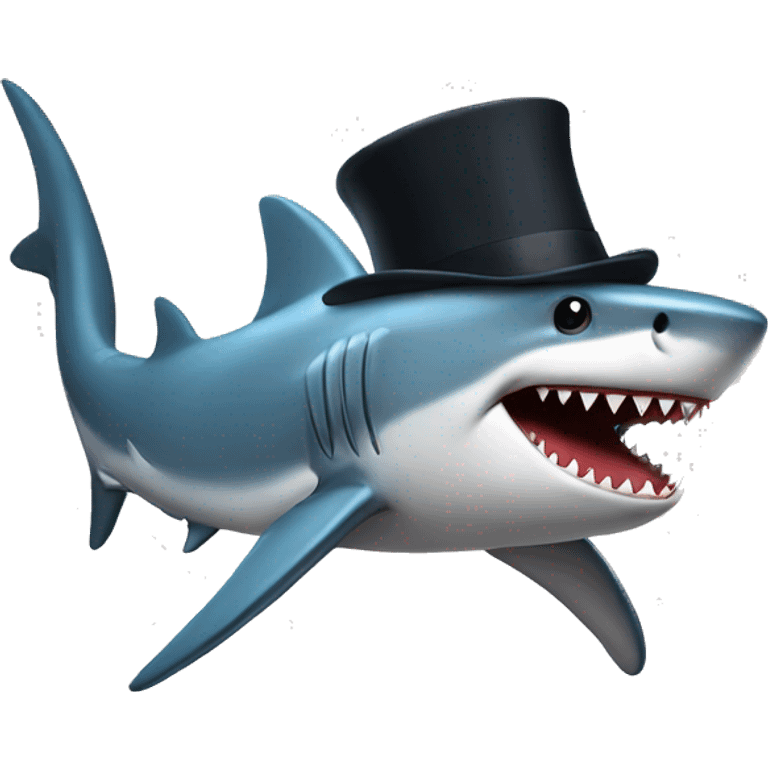 Shark with a top hat emoji