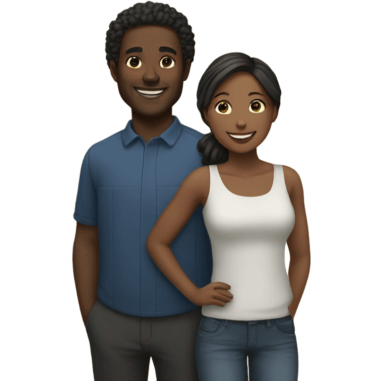 Black Man and woman together smiling emoji