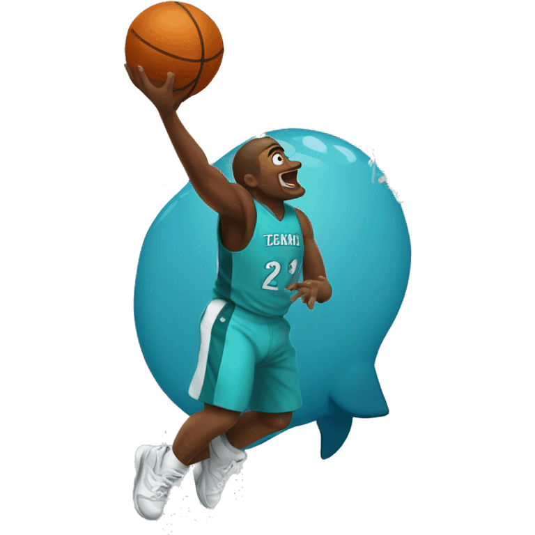 Basketball player dunking a dolphine emoji