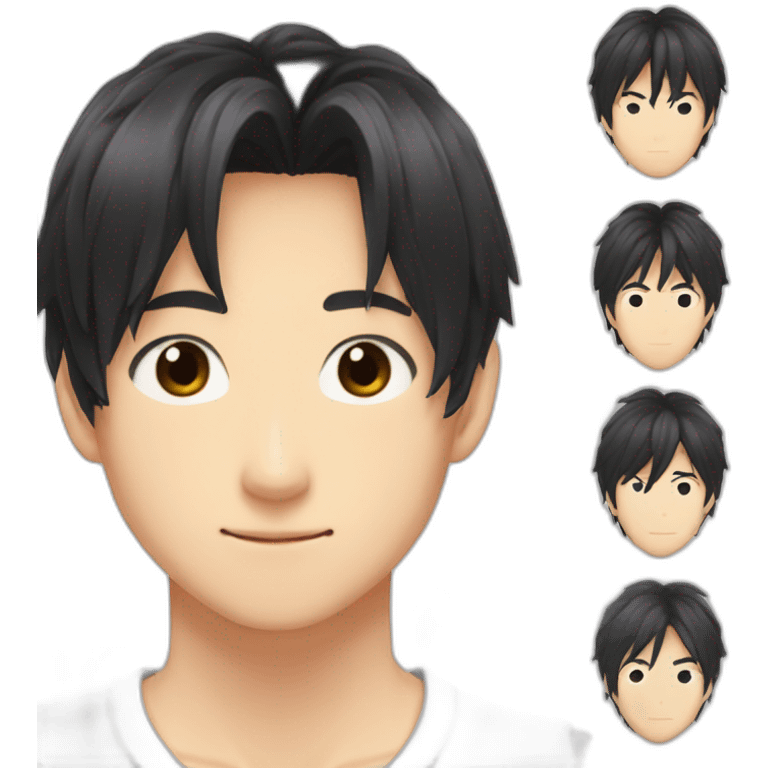 Tobio Kageyama, Mid hair part, medium length hair and brown hair  emoji