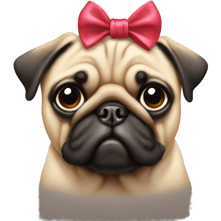 Pug with a bow on his head emoji