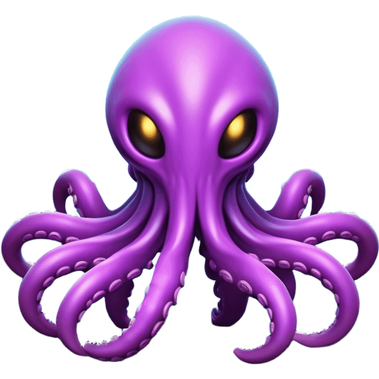 Clash of Clans aesthetic: Cinematic Playful Zerg Alien Emoji, rendered in a 3D vector-style similar to standard emojis with minimal shading and bold, simplified shapes. A compact, isometric, otherworldly creature with insectoid, organic details and subtle, eerie tentacles, softly glowing with a sinister alien charm. Simplified yet unmistakably iconic, highly detailed and consistent, glowing with a soft, spectral radiance and high shine. Stylized with a touch of bio-engineered mischief and a soft glowing outline, capturing the essence of a fearsome extraterrestrial menace with a playful twist! emoji