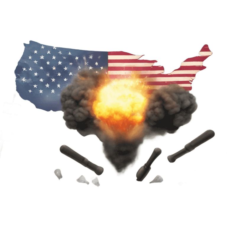 Make a sign that reads World War III is coming surrounded by bombs and American flags emoji