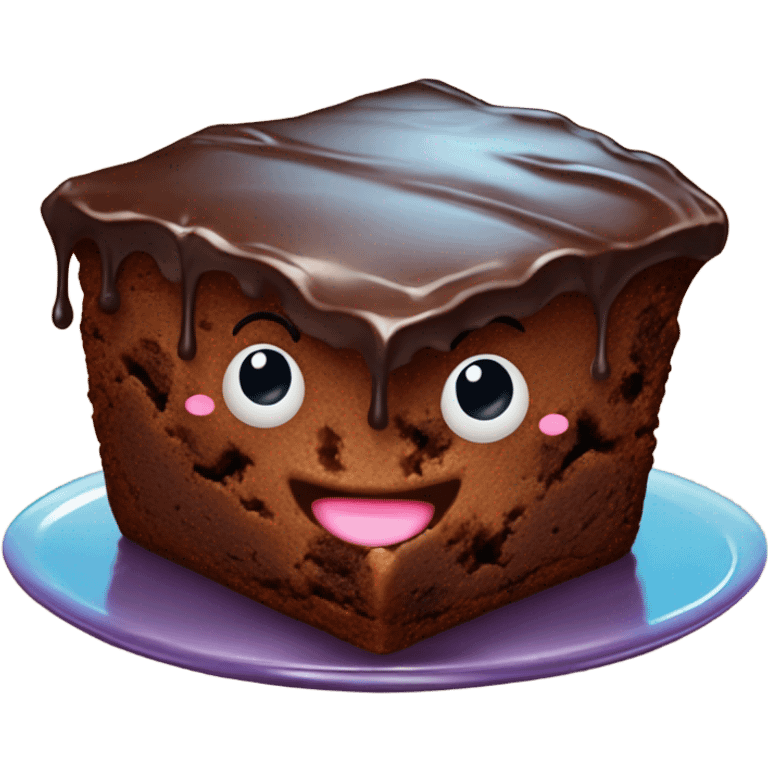 Smiling chocolate brownie emoji