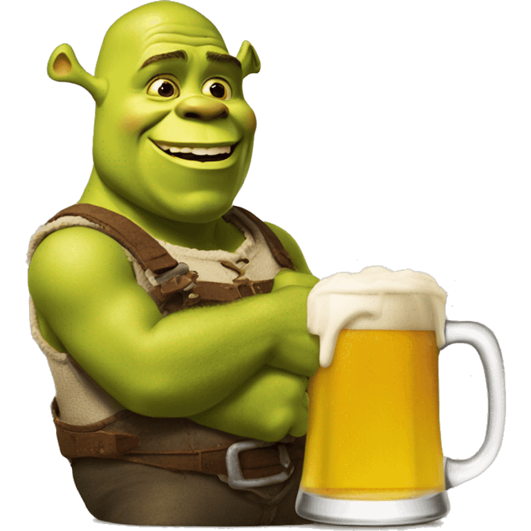 Shrek avec une bière  emoji