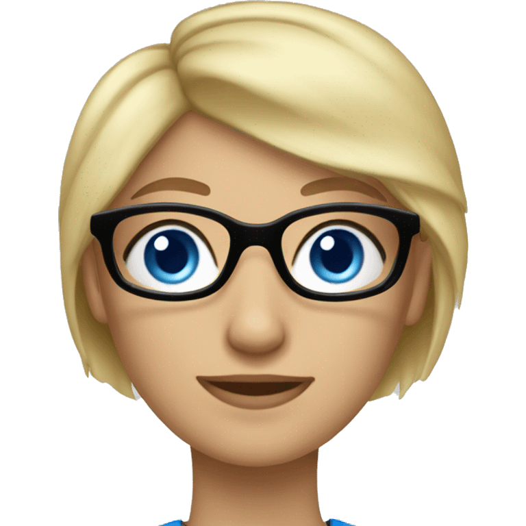 female Teacher files glasses blonde pixie haircut blue eyes emoji