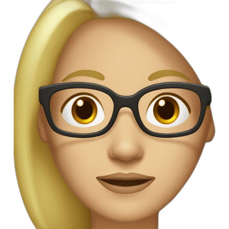 middle aged blond woman glasses dark brown eyes emoji