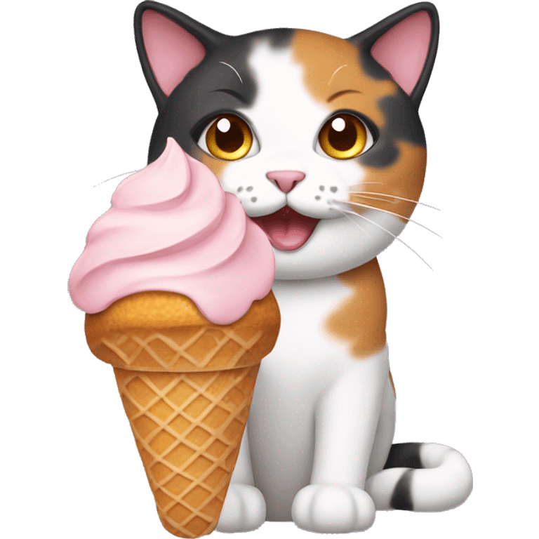 calico cat with icecream  emoji