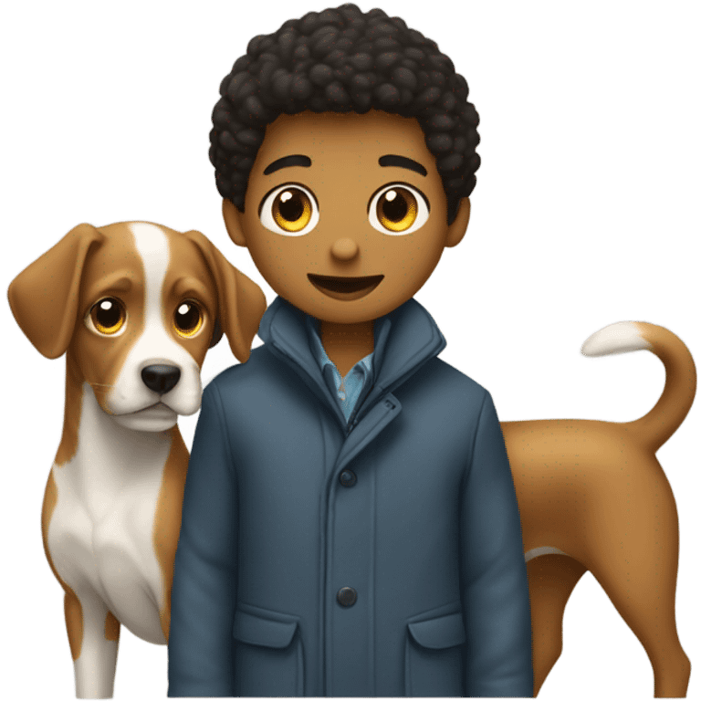 boy with dog in coat emoji