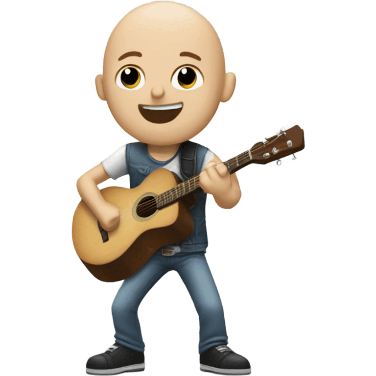 Bald skinny white man playing guitar emoji