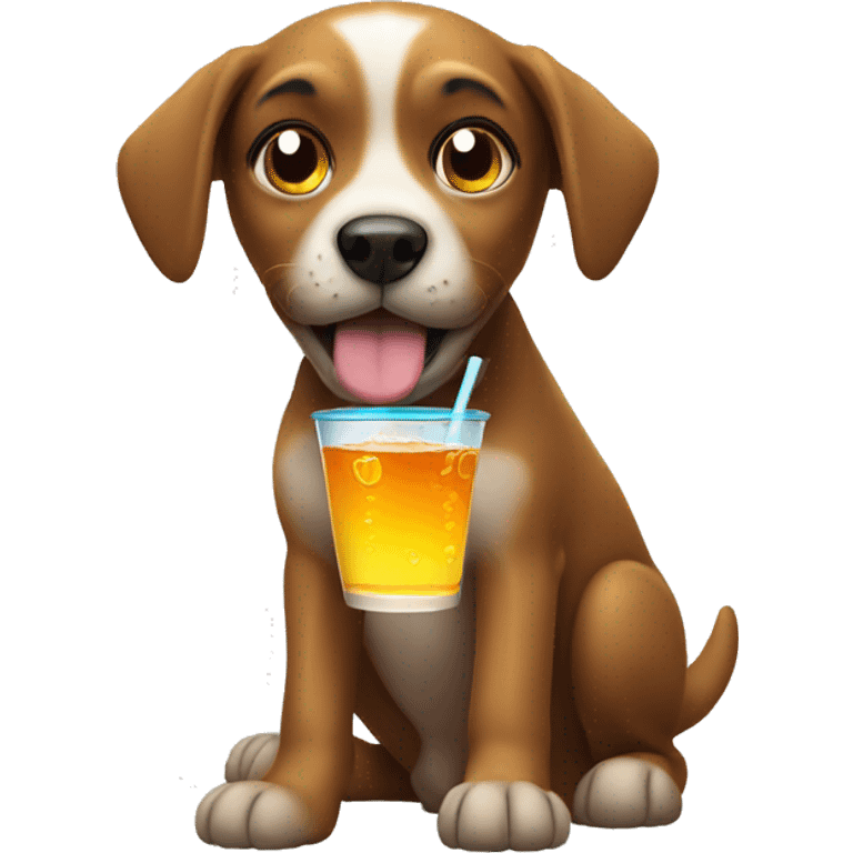 Dog with a drink emoji