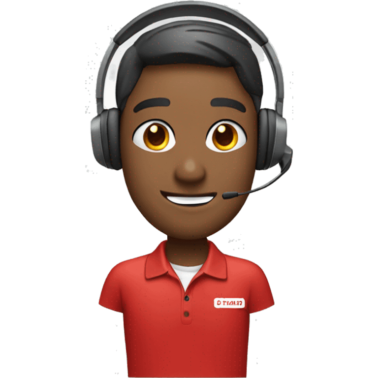 Customer service agent with headset wearing a red polo shirt emoji