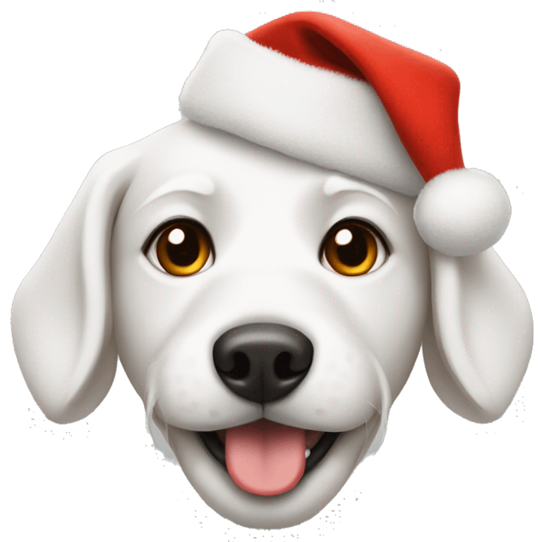 White dog with christmas hat emoji