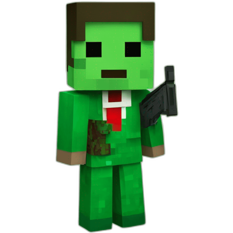 Man minecraft Green suit with gun and red background emoji