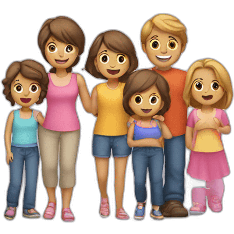 Famille de 5 personnes avec 3filles emoji