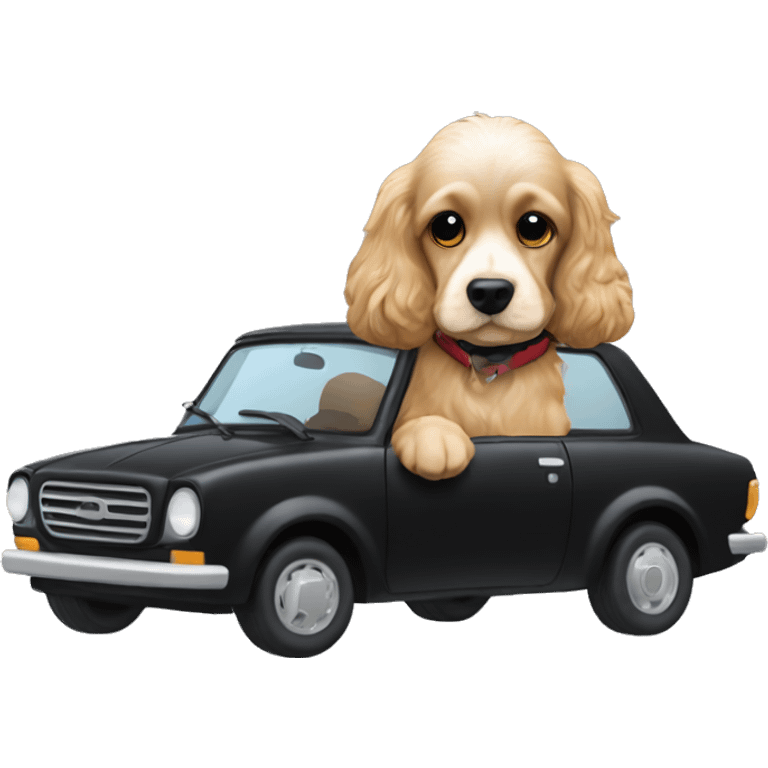 Light Cocker Spaniel driving a Black Mazda car emoji