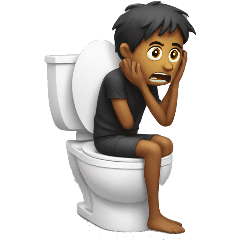 scared sitting on toilet  emoji