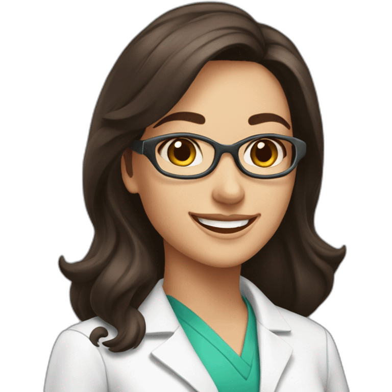 A happy pharmacist brunette woman emoji