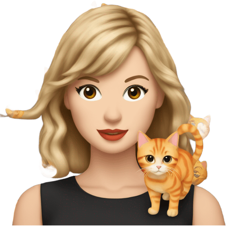 Taylor swift holding an orange tabby cat emoji