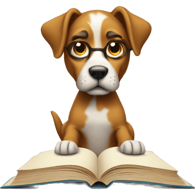 dog reading book emoji