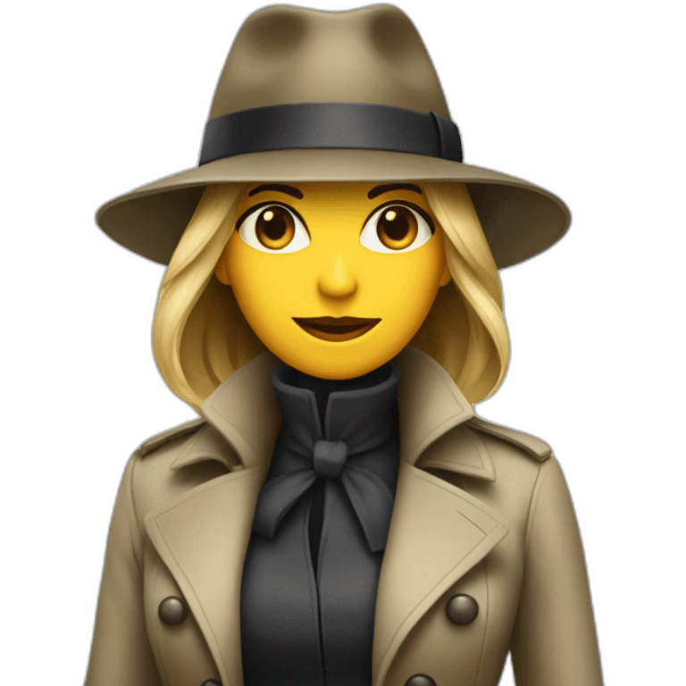 secret agent women wearing a trenchcoat and a fedora emoji