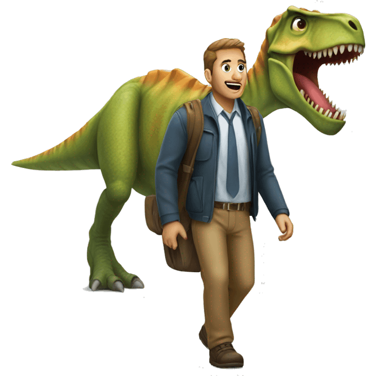 man entering a dinosaur emoji