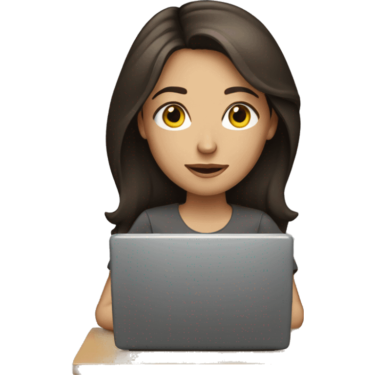 Brunette girl working online emoji