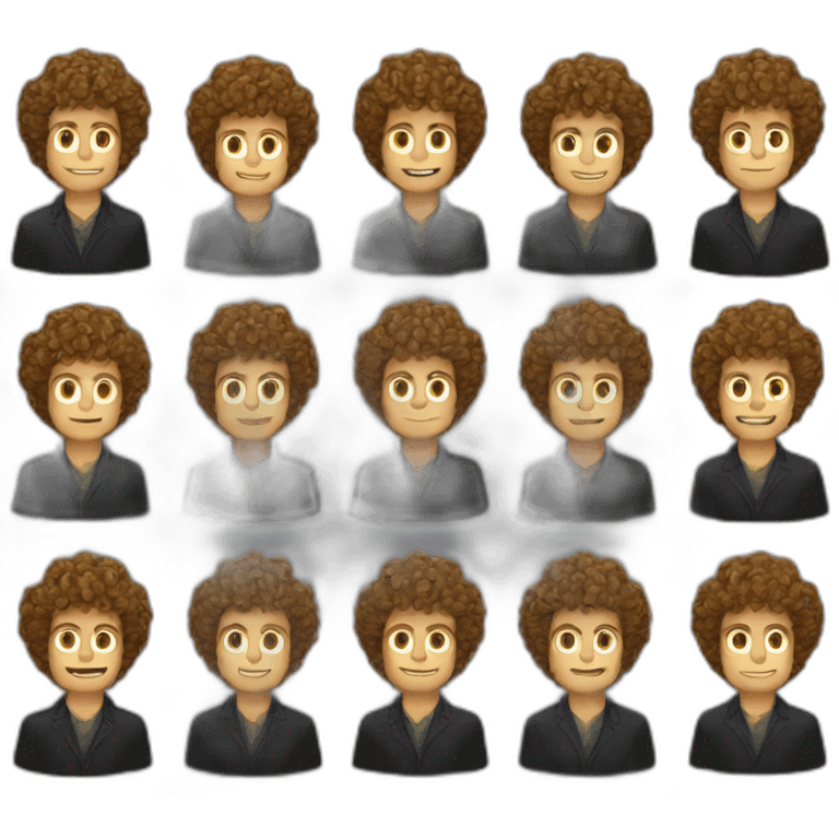 Guy with brown curly hair and black bananas suit emoji