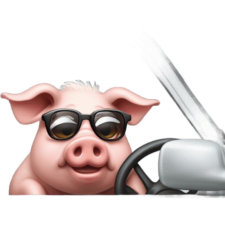 Drunjk pig driving emoji