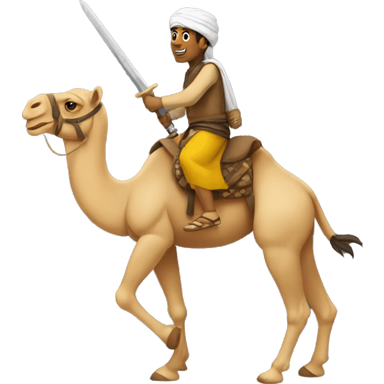 Kurdish guy riding camel with 1 sword emoji