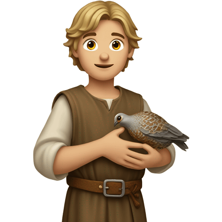 medieval european boy with a single quail emoji