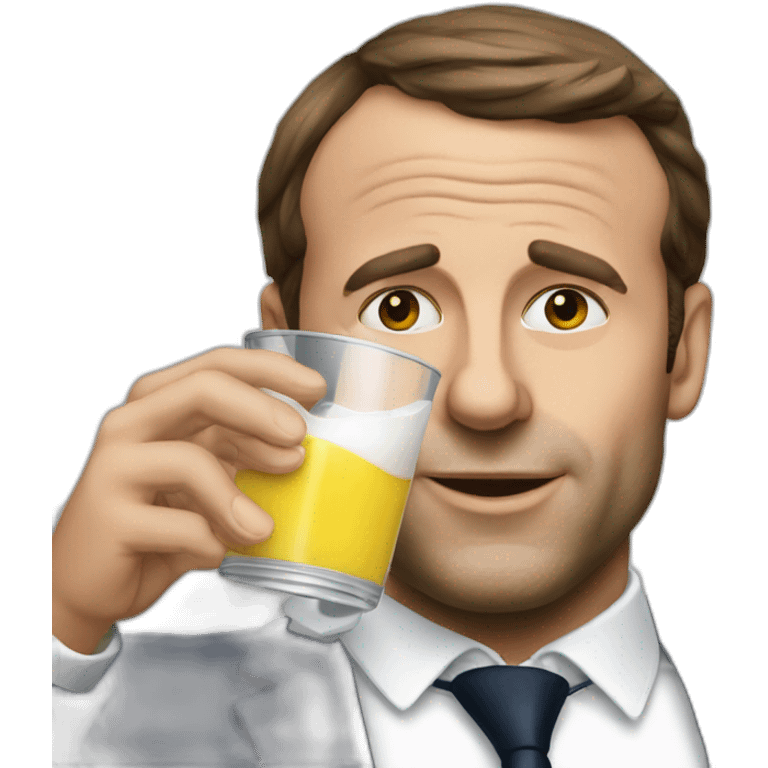 Macron drinking pastis emoji