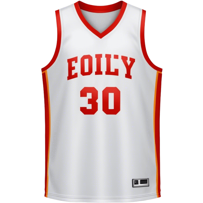 Cinematic Realistic image of a basketball jersey rendered in bold team colors with finely textured fabric and realistic creases, set against an energetic court backdrop with bright, dynamic lighting emoji