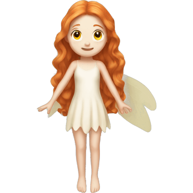 a white skin fairy, long ginger hair and wings emoji