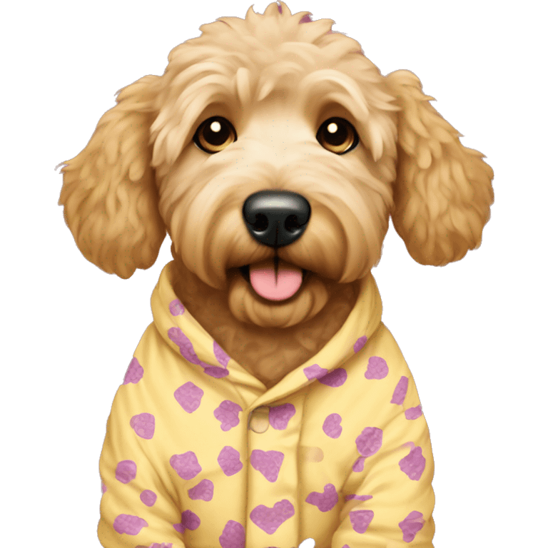 Golden doodle with pajamas on  emoji