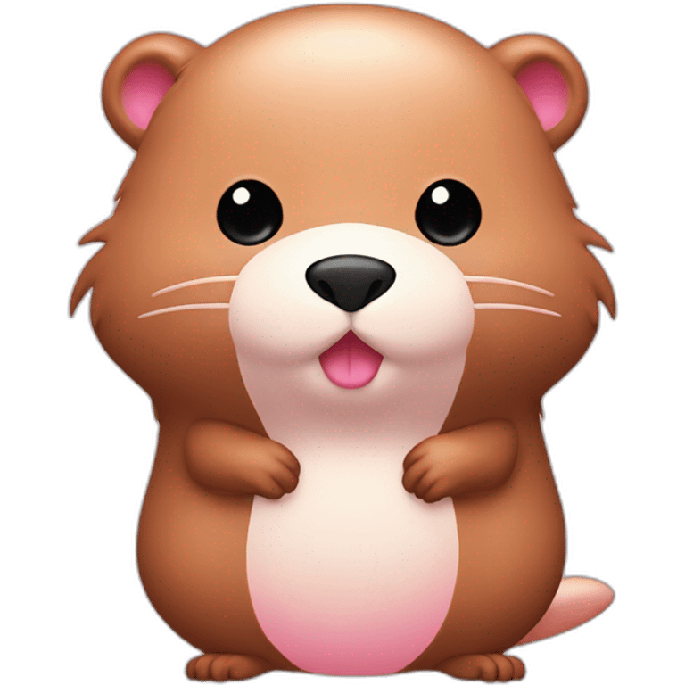 light-pink-fur-kawaii-beaver-with-big-tail emoji