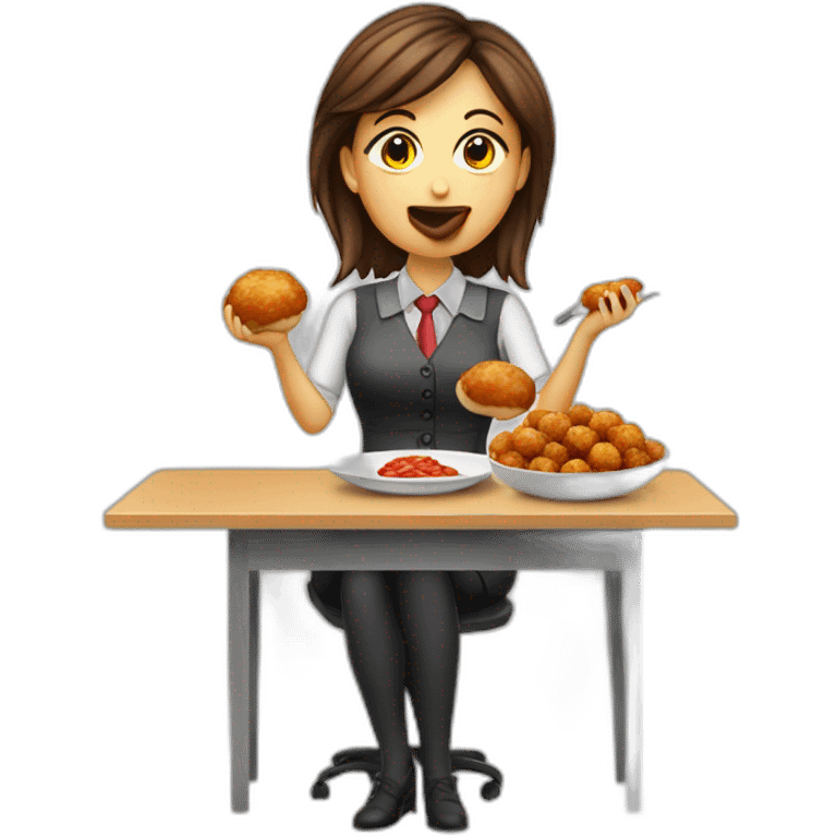 Italian accountant female eating meatball some emoji