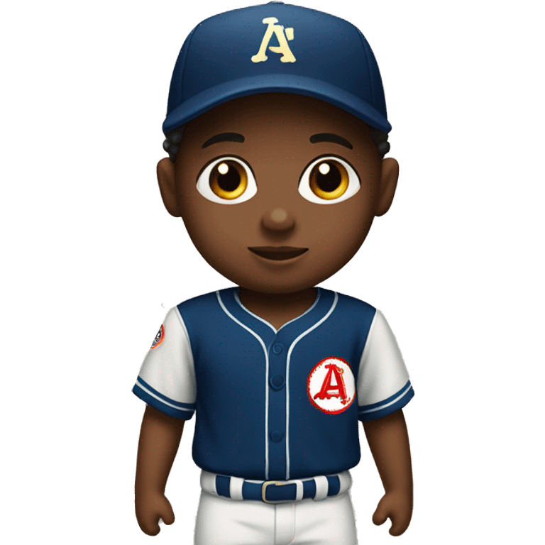 Toddler black boy in a baseball uniform  emoji